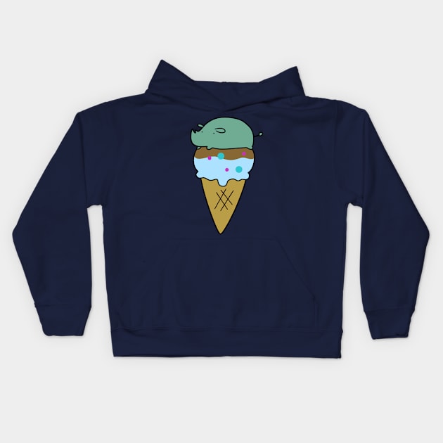 Rhino Icecream Cone Kids Hoodie by saradaboru